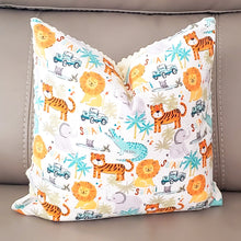 Load image into Gallery viewer, Safari Expedition 16" x 16" Pillow (Minky & Jeep Trip)