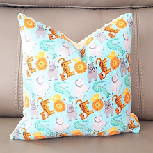 Load image into Gallery viewer, Safari Expedition 16" x 16" Pillow (Minky & Blue Sea)