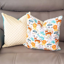 Load image into Gallery viewer, Safari Expedition 16" x 16" Pillow (Minky & Jeep Trip)