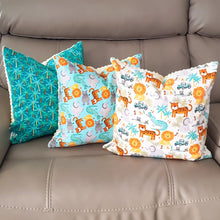 Load image into Gallery viewer, Safari Expedition 16" x 16" Pillow (Minky & Jeep Trip)