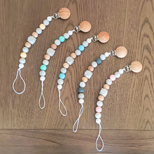 Load image into Gallery viewer, Silicone & Wood Bead Pacifier Clips