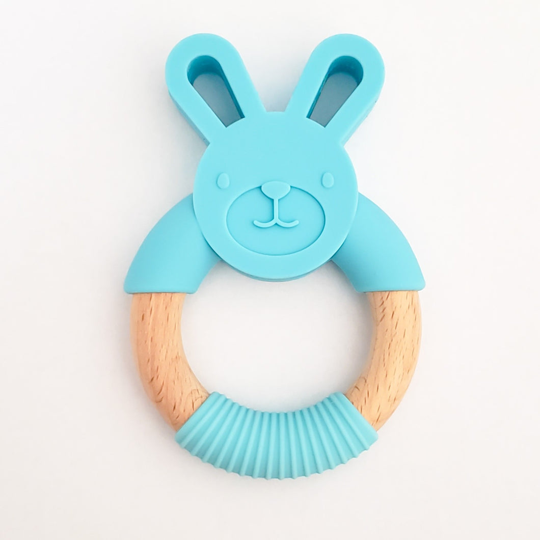 Bunny Silicone Teether in Sky Blue