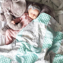 Load image into Gallery viewer, Sweet dreams little one, wrapped in our Nighty Night Wild Thing Patch Blanket.
