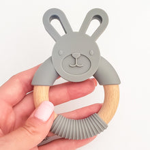Load image into Gallery viewer, Bunny Silicone Teether in Gray