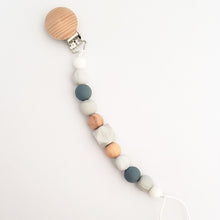 Load image into Gallery viewer, Silicone & Wood Bead Pacifier Clip in Gray