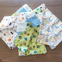 Load image into Gallery viewer, Let's Explore Patch Blanket with flannel back options in Little Explorer, Camping Tents and Encouragement.