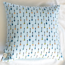 Load image into Gallery viewer, Let&#39;s Explore 16&quot; x 16&quot; Pillow (Minky &amp; Arrows).
