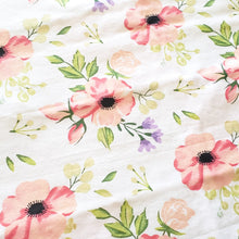 Load image into Gallery viewer, Spring Floral Patch Blanket with the Flowers flannel back.