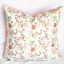 Load image into Gallery viewer, Spring Floral 20" x 20" Pillow (Minky & Bunnies).
