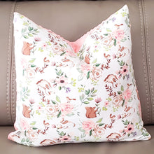 Load image into Gallery viewer, Spring Floral 16" x 16" Pillow (Minky & Bunnies)