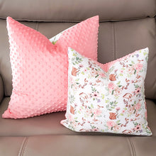 Load image into Gallery viewer, Spring Floral 16" x 16" Pillow (Minky & Bunnies)