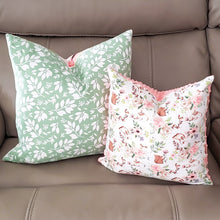 Load image into Gallery viewer, Spring Floral 20" x 20" Pillow (Green Leaves & Flowers)