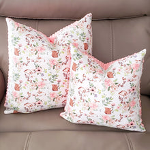 Load image into Gallery viewer, Spring Floral 16&quot; x 16&quot; Pillow (Minky &amp; Bunnies)
