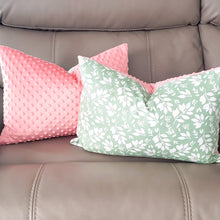 Load image into Gallery viewer, Spring Floral 14" x 20" Pillow (Minky & Green Leaves)