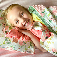 Load image into Gallery viewer, Spring Floral 16" x 16" Pillow (Minky & Bunnies)