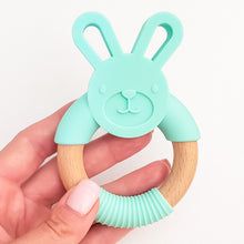 Load image into Gallery viewer, Bunny Silicone Teether in Teal
