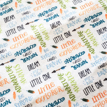 Load image into Gallery viewer, Let&#39;s Explore Patch Blanket with Encouragement flannel back.
