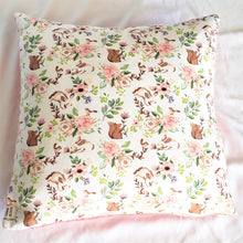 Load image into Gallery viewer, Spring Floral 20&quot; x 20&quot; Pillow (Minky &amp; Bunnies).
